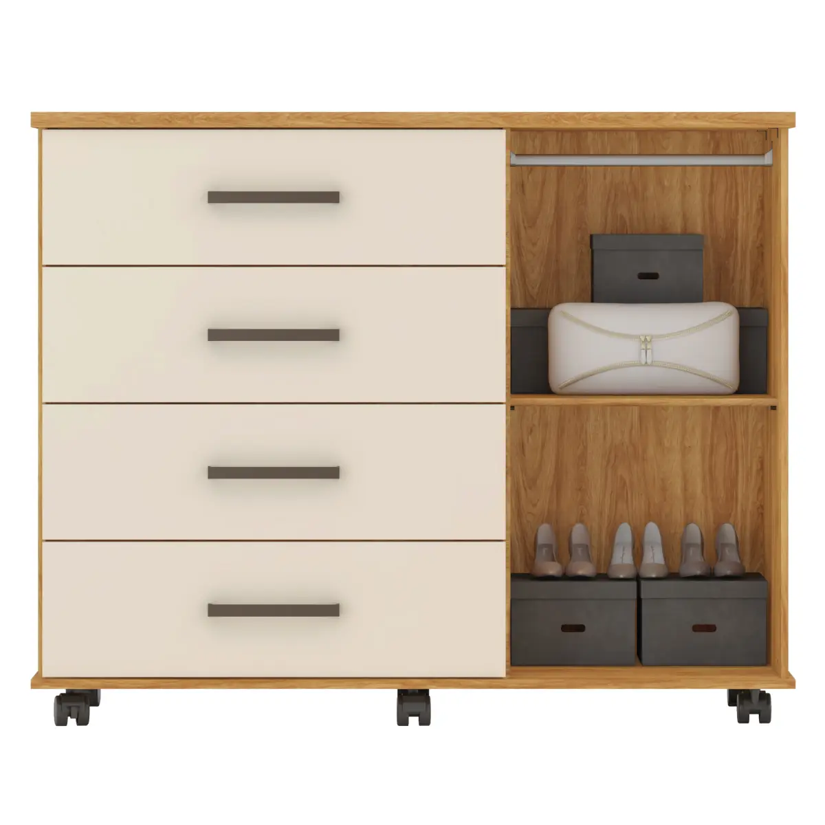 COMODA DEMOBILE FLORA 217 4GV CINAMOMO/OFF WHITE