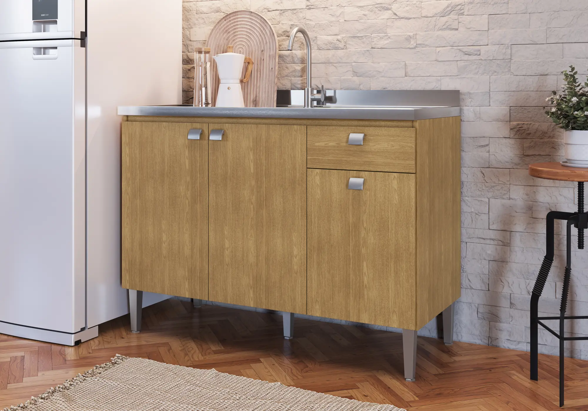 BALCAO PIA CADORIN SICÍLIA 1.20MT 2010 MDP FREIJO