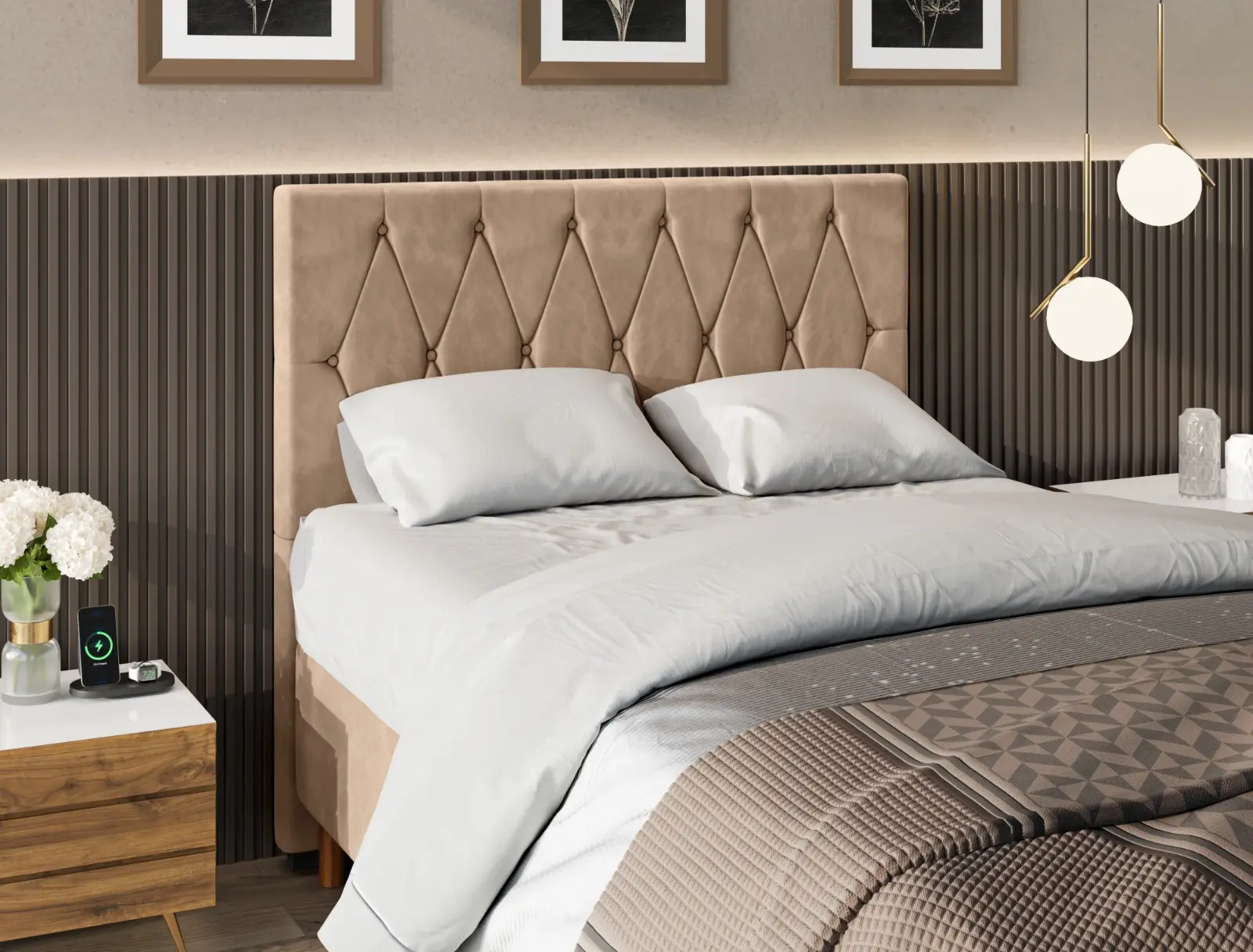 CABECEIRA ITALIAN FLEX EMMA 140CM 3337 VELUDO CAPUCCINO