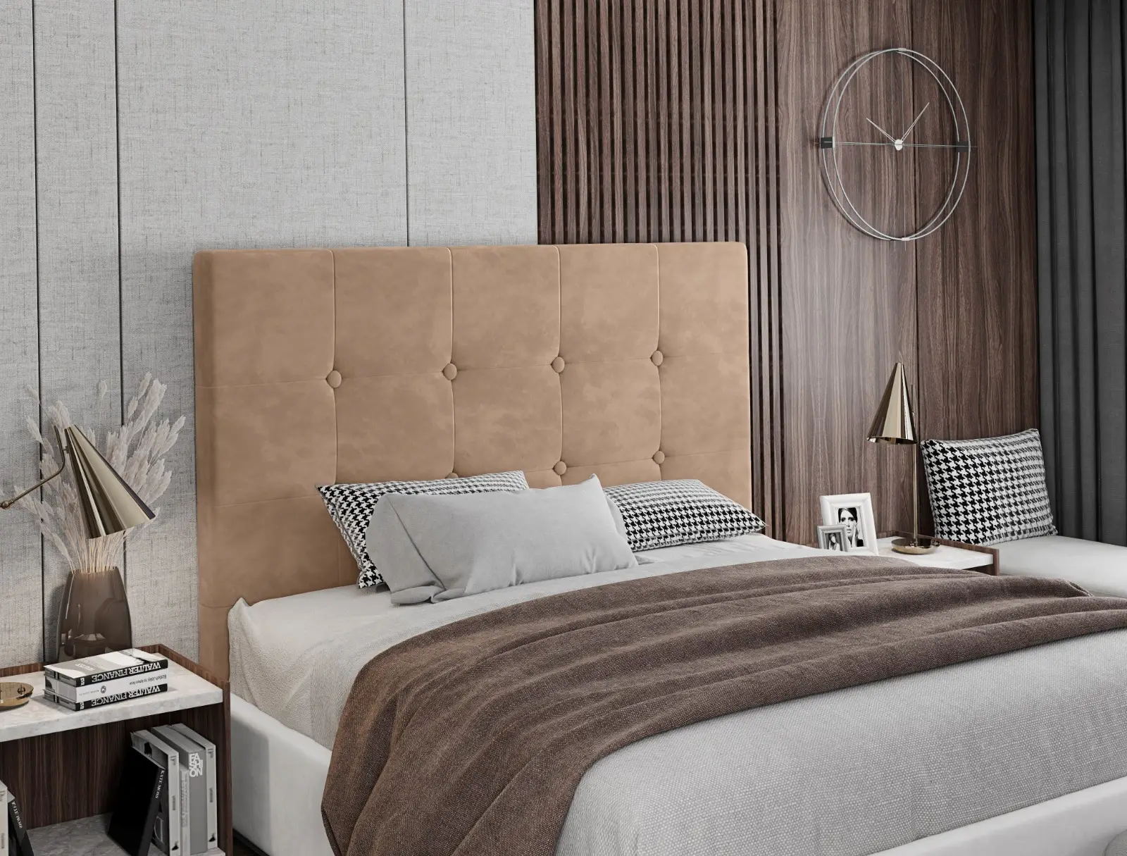 CABECEIRA ITALIAN FLEX LUNA 140CM 3337 VELUDO CAPUCCINO