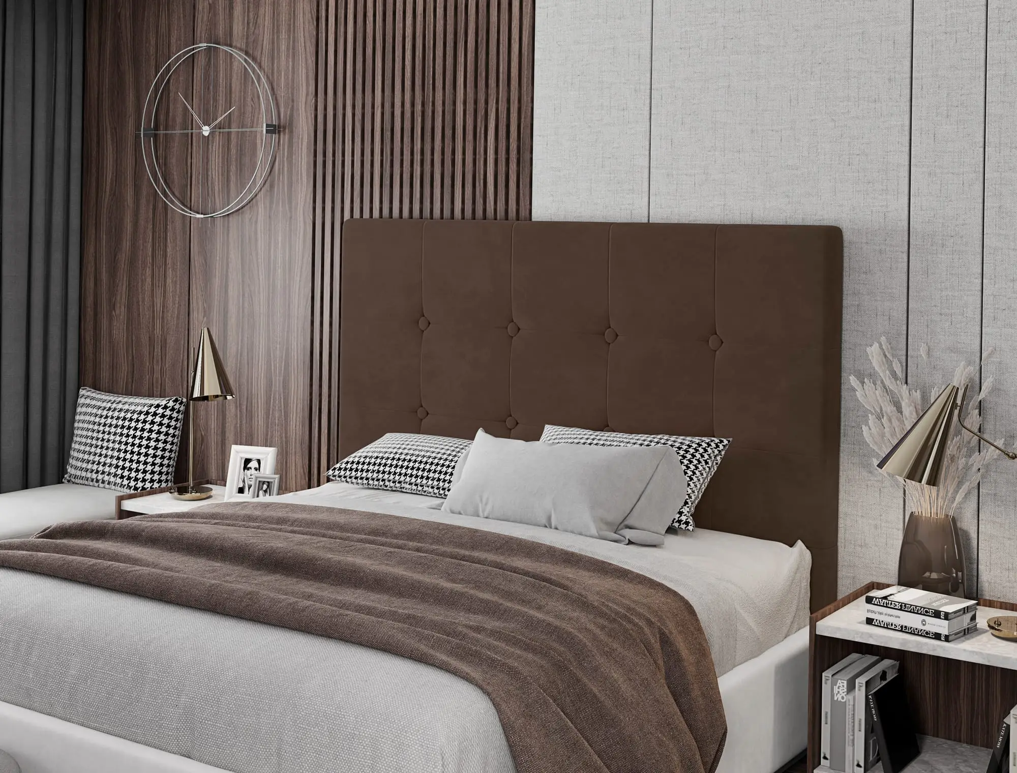 CABECEIRA ITALIAN FLEX LUNA 140CM 860 VELUDO MARROM