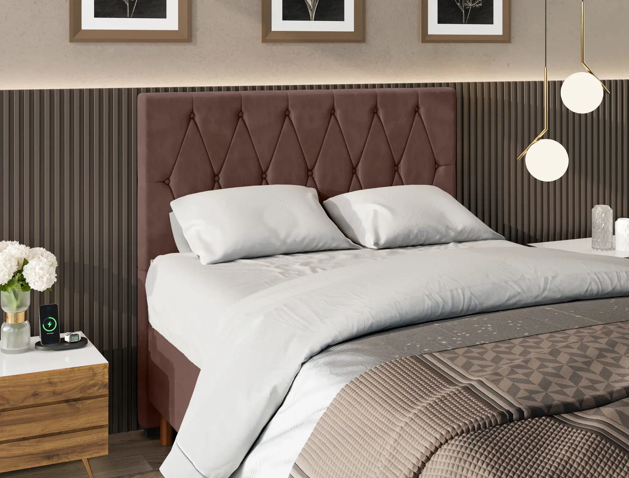 CABECEIRA ITALIAN FLEX EMMA 140CM 860 VELUDO MARROM