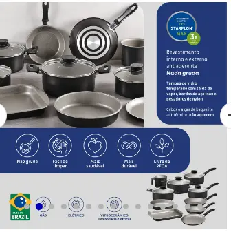 JOGO PANELA TRAMONTINA 10PC 28299/007 LINZ PRETO 2