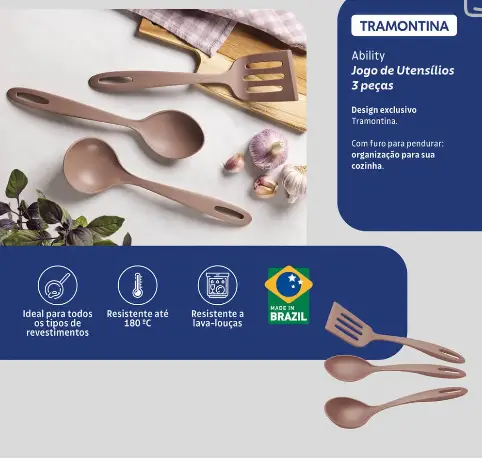 JOGO UTENSILIOS TRAMONTINA 3PC 25199/411 ABILITY MOCACCINO 2
