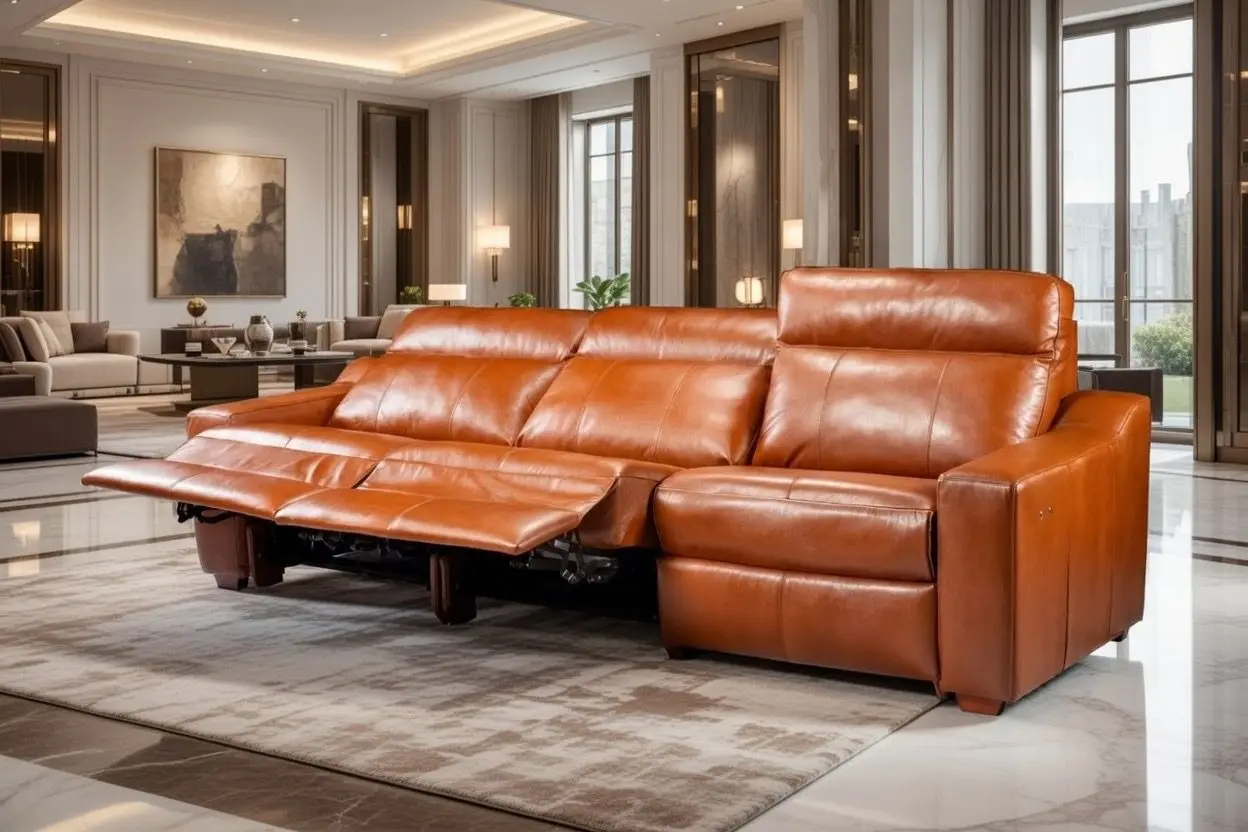 ESTOFADO SCALA ATENA COURO CARAMELO ELETRICO RECLINAVEL2.46MT(BL)